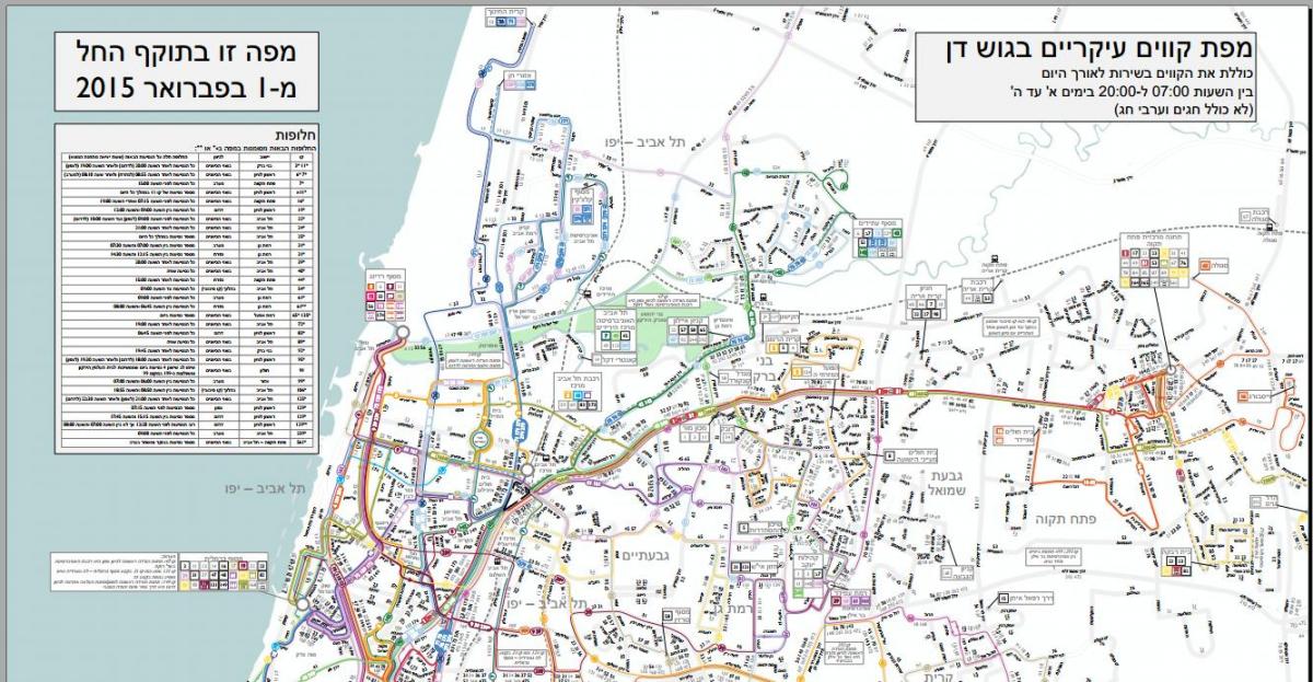 Tel Aviv avtobusnih prog zemljevid