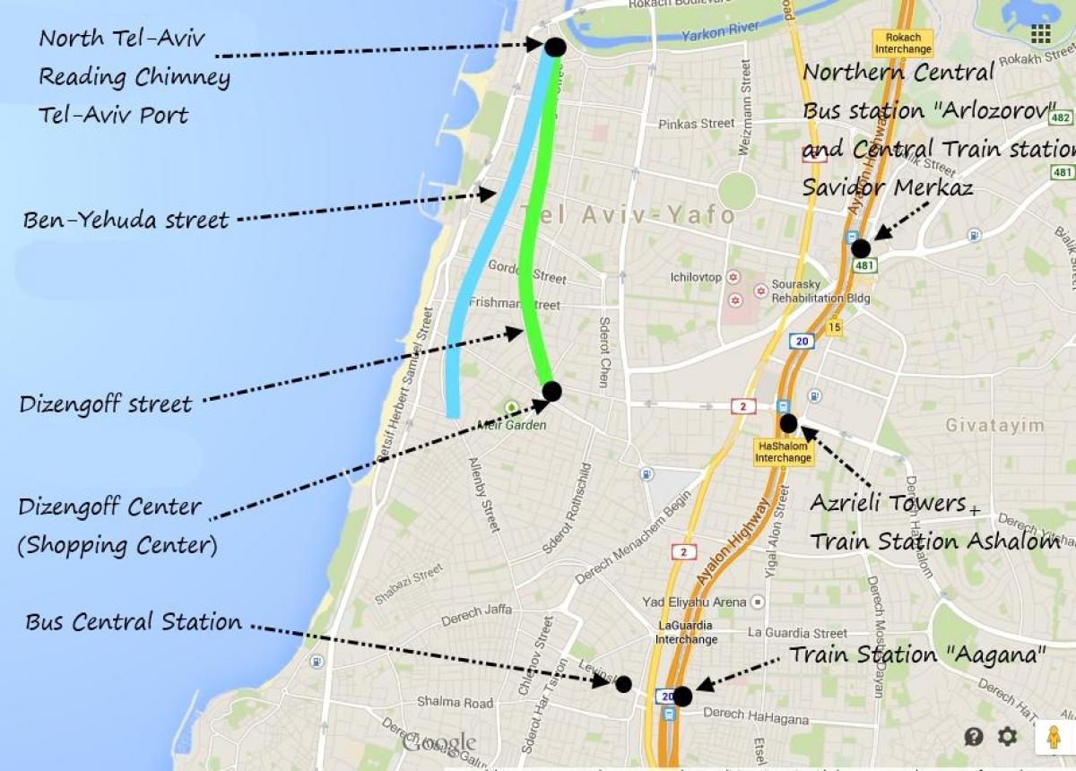 zemljevid Tel Avivu javni prevoz