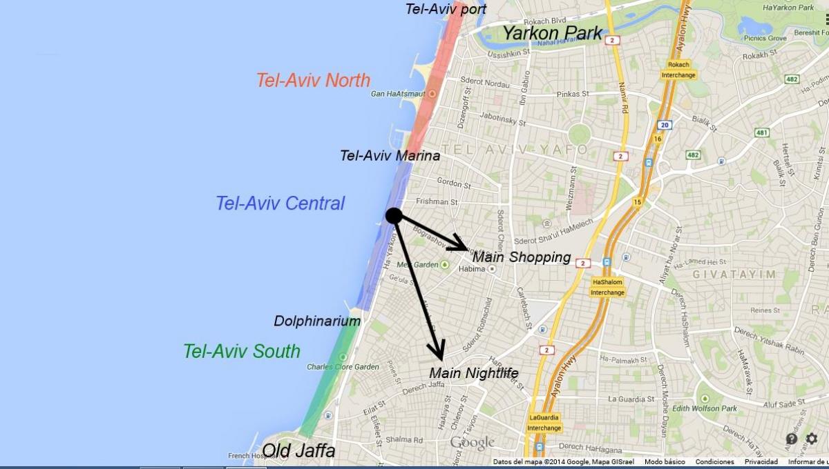 zemljevid Tel Avivu nočno življenje